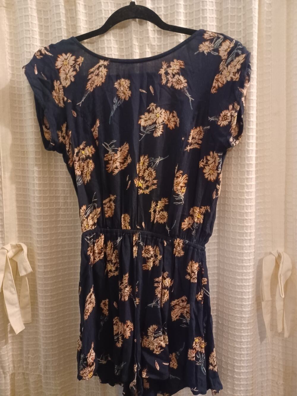 Billabong Navy Blue Floral Short-Sleeve Romper